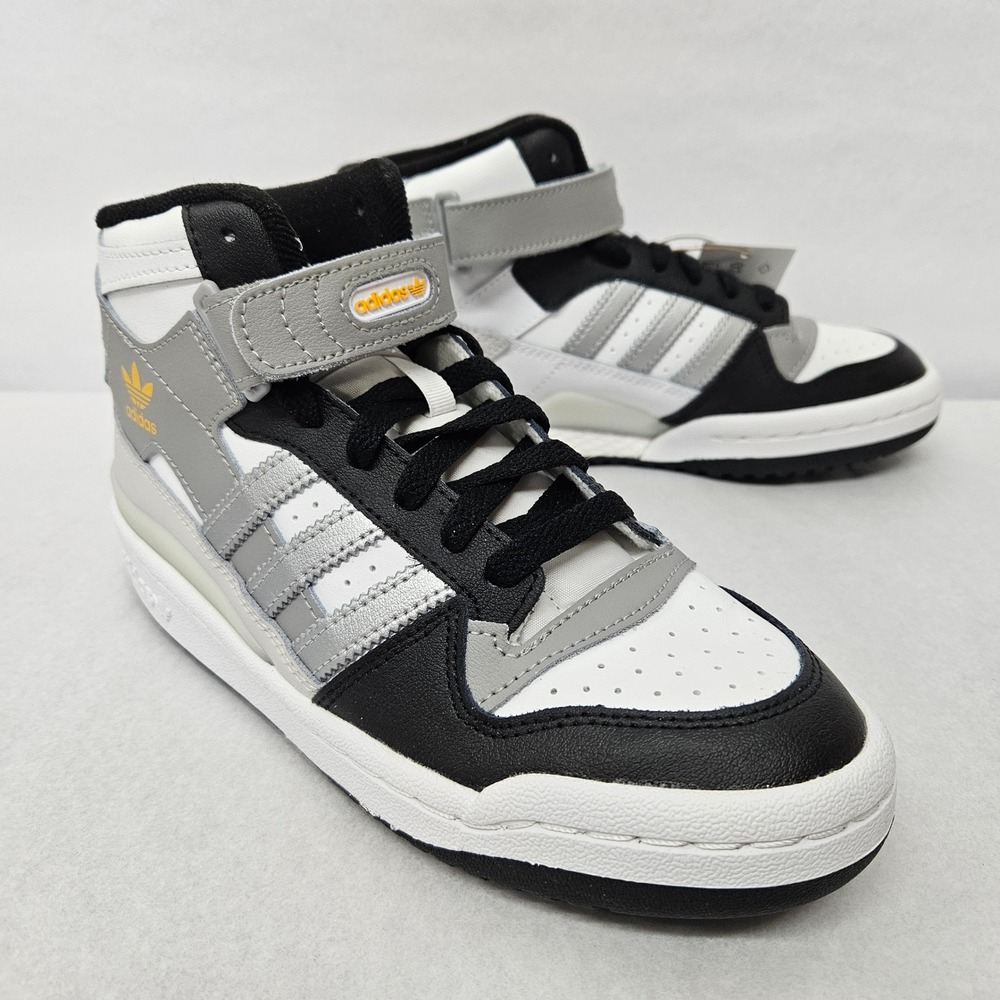 Adidas Kid's Forum Mid J Casual Basketball Shoes GY7062 White Silver Black Sz 5